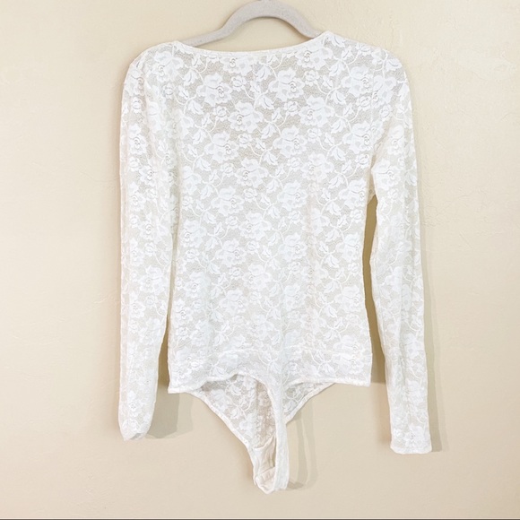 Free People Long-Sleeve Surplice Lace Bodysuit - Picture 4 of 4